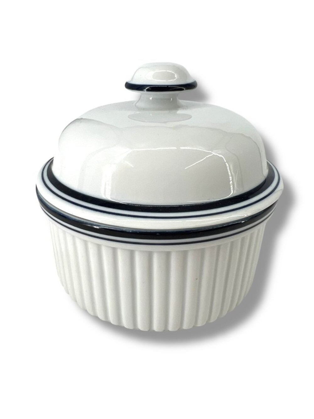 Dansk Bistro Christianshavn Blue Lidded Ceramic Bowl 4" X 4.5" White